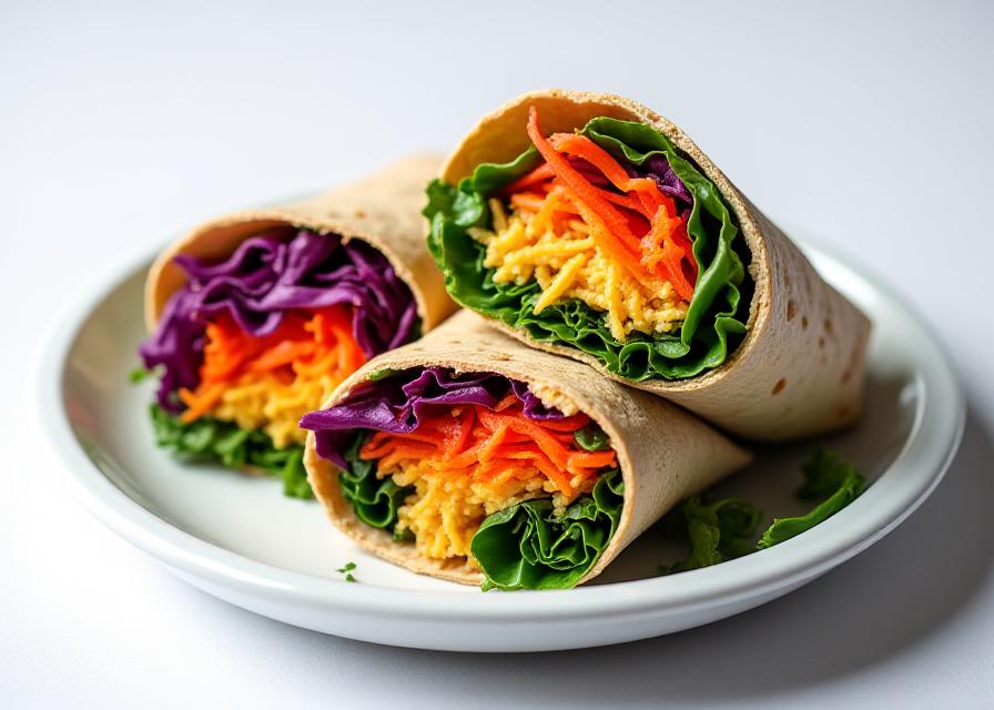 Rainbow Veggie Wraps with hummus